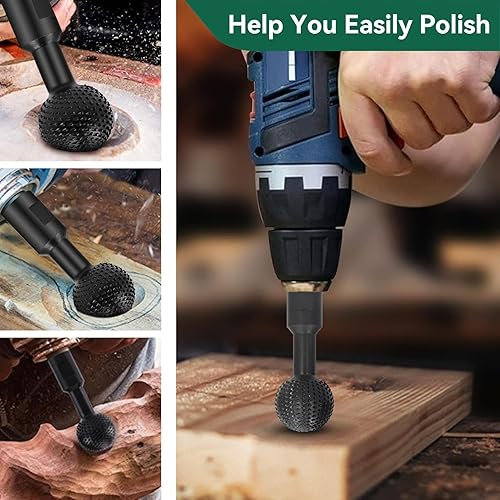 Miniatura 3 de Cabezal de molienda de bolas, rebabas de talla de madera de 5/8-11 pulgadas, esfera de acero al carbono, rebabas rotatorias, cabezal de molienda,