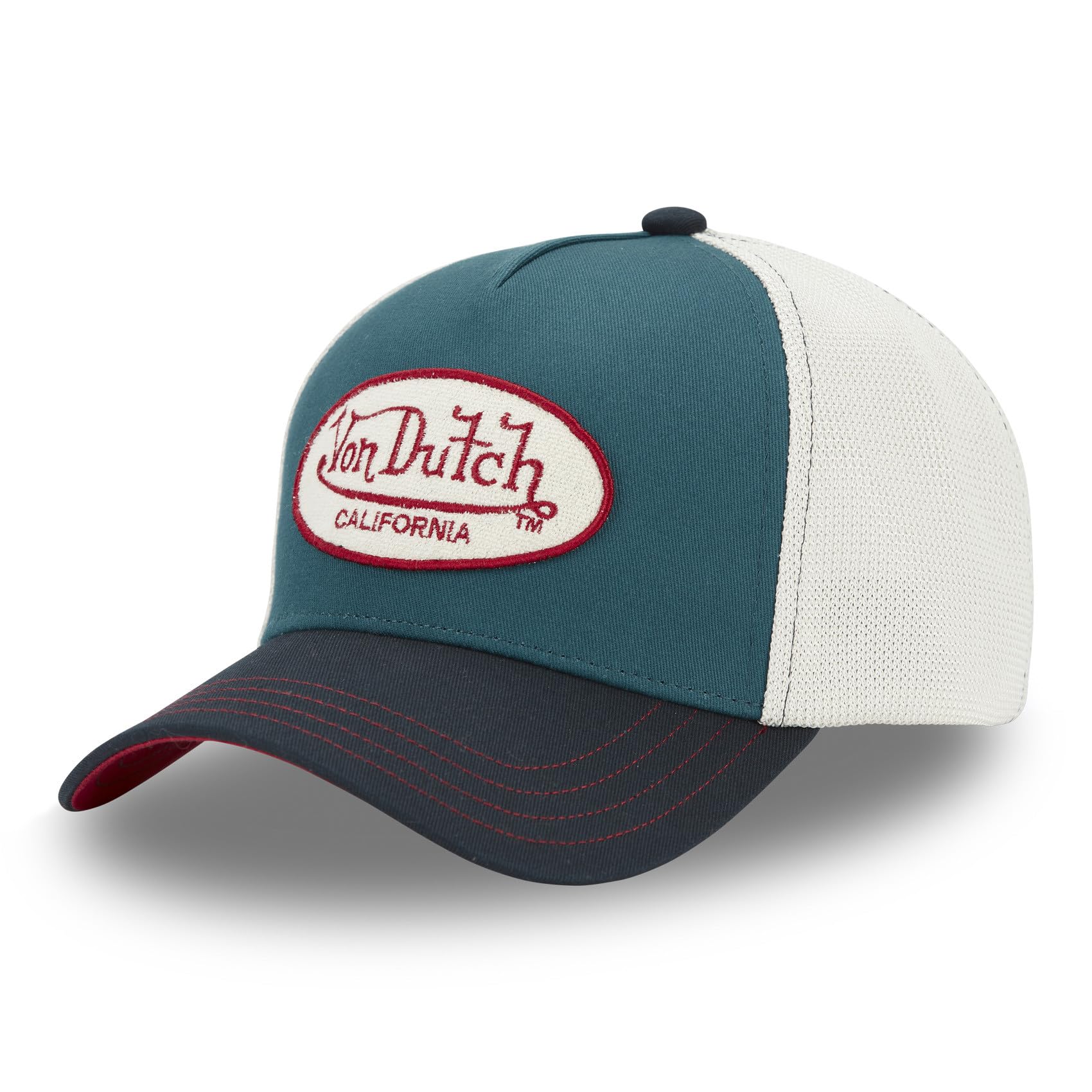 Von Dutch Men's & Women's Adjustable Cap, Terry Trucker Cap, Beige/Navy/Red/Petrol Blue, One Size