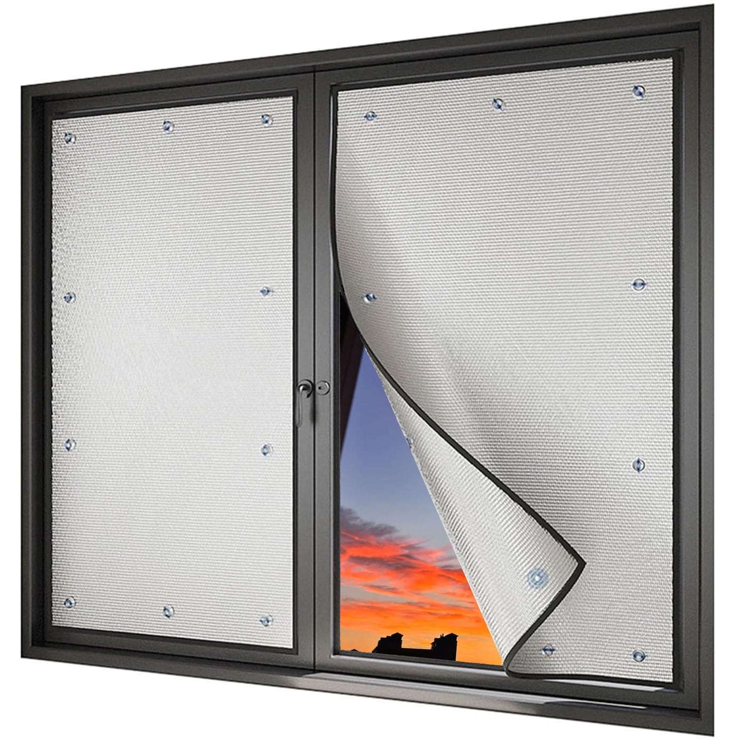 Heat Reflective sun blocking Window Film, 8mm Thermal Insulation Aluminum Foil, Privacy Shield Anti UV Blackout Tint with Suction Cups(55 x 100cm)