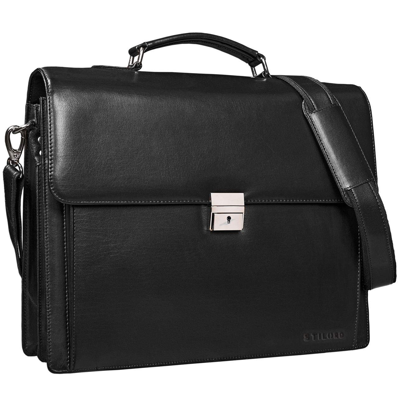 STILORD "Johann" Borsa 24 ore uomo in pelle Valigetta ventiquattrore Cartella Portadocumenti da ufficio lavoro Borsa porta PC 15.6" Colore:nero