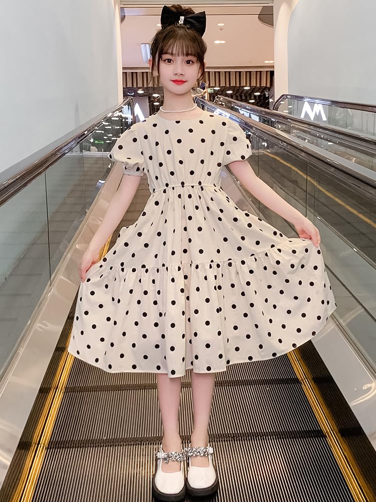 Dziewczęce sukienki w kształcie litery A okrągłe sukienki w stylu casual, imprezowa, dziewczęca letnia sukienka Boho Beach Casual Smocked Maxi sukienki 6-16 lat
