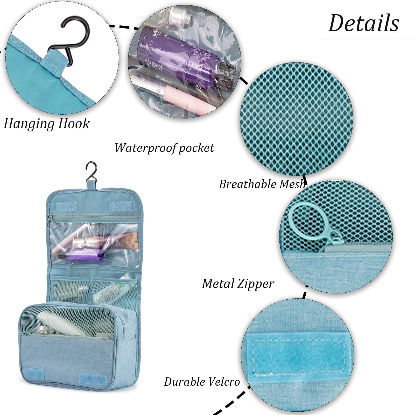 L&FY Neceser, bolsa de viaje para artículos de aseo personal, organizador de maquillaje de viaje, portátil, multifunción, gran capacidad, para accesorios de tamaño de viaje, talla única, a la moda