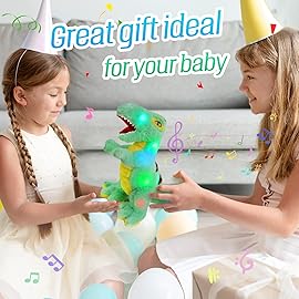 Glow Guards Light up Musical T-Rex Dinosaur Stuffed Animal,Soft Dinosaur Plush Toy with LED Night Light&Lullaby Glow in The Dark,Birthday Children\'s Day Hoilday Gifts for Toddler Kids Boys Girls,14\'\'