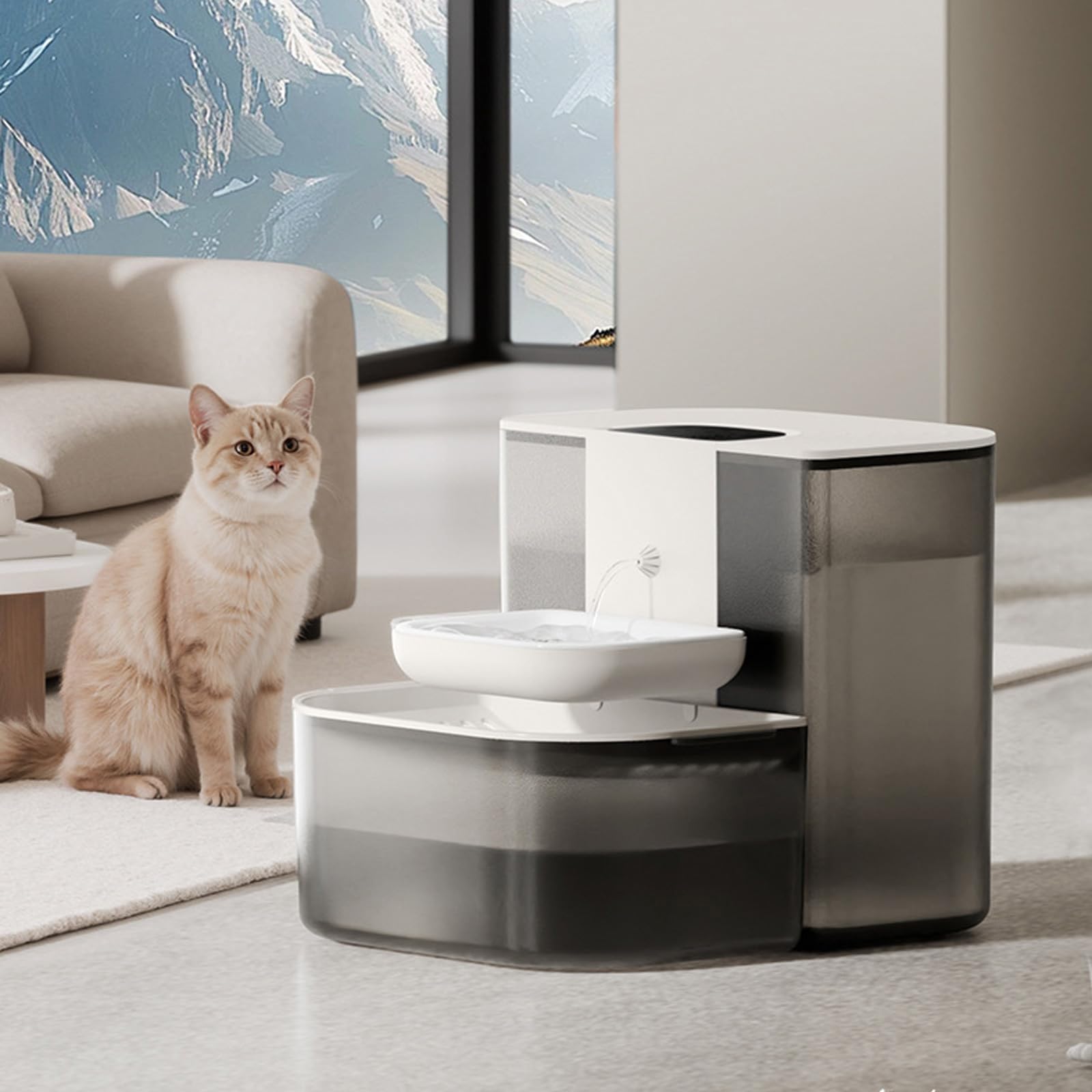 Dispensador automático de agua para perros y gatos, color blanco leche