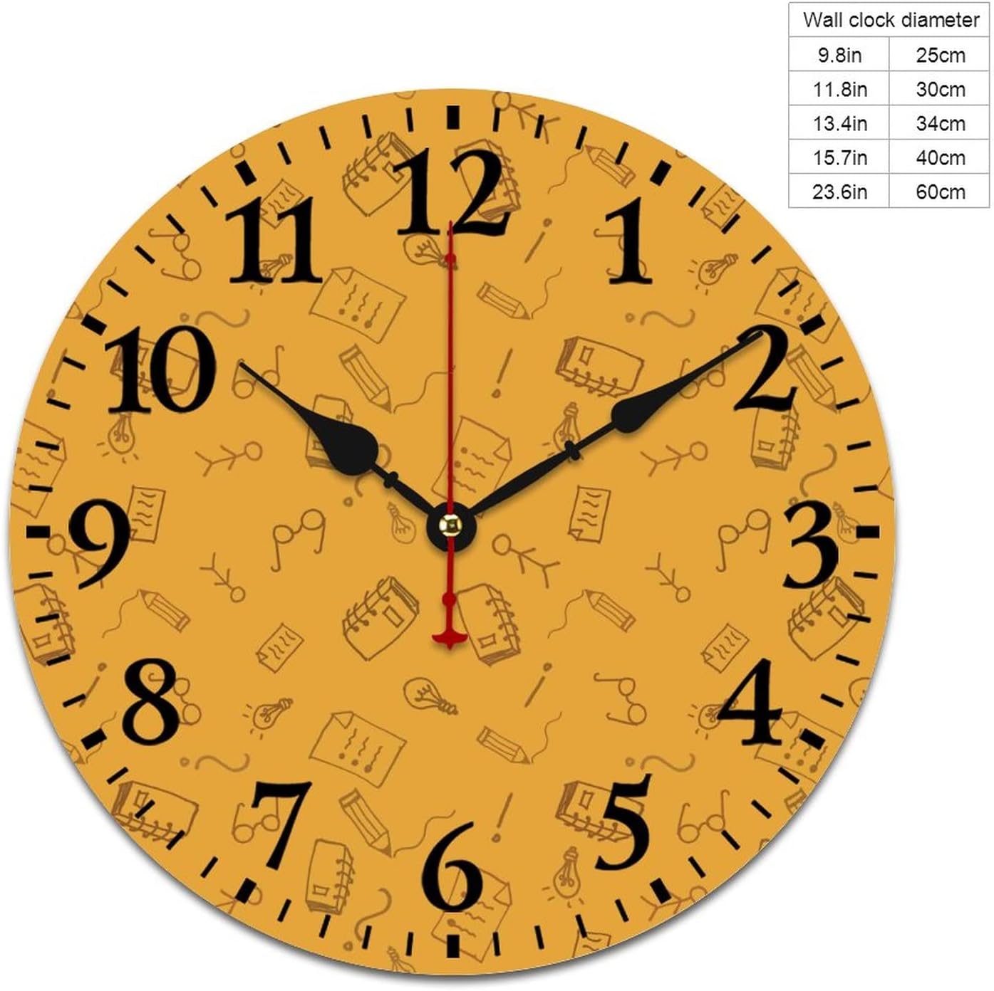 Wall Clocks Math Round Desk Clock Battery Operated Quartz Quiet Educational Clock 16 Inch for Kids Room and Kitchen Childrens Clock for Classroom Playroom Nursery Bedrooms Kids Room School