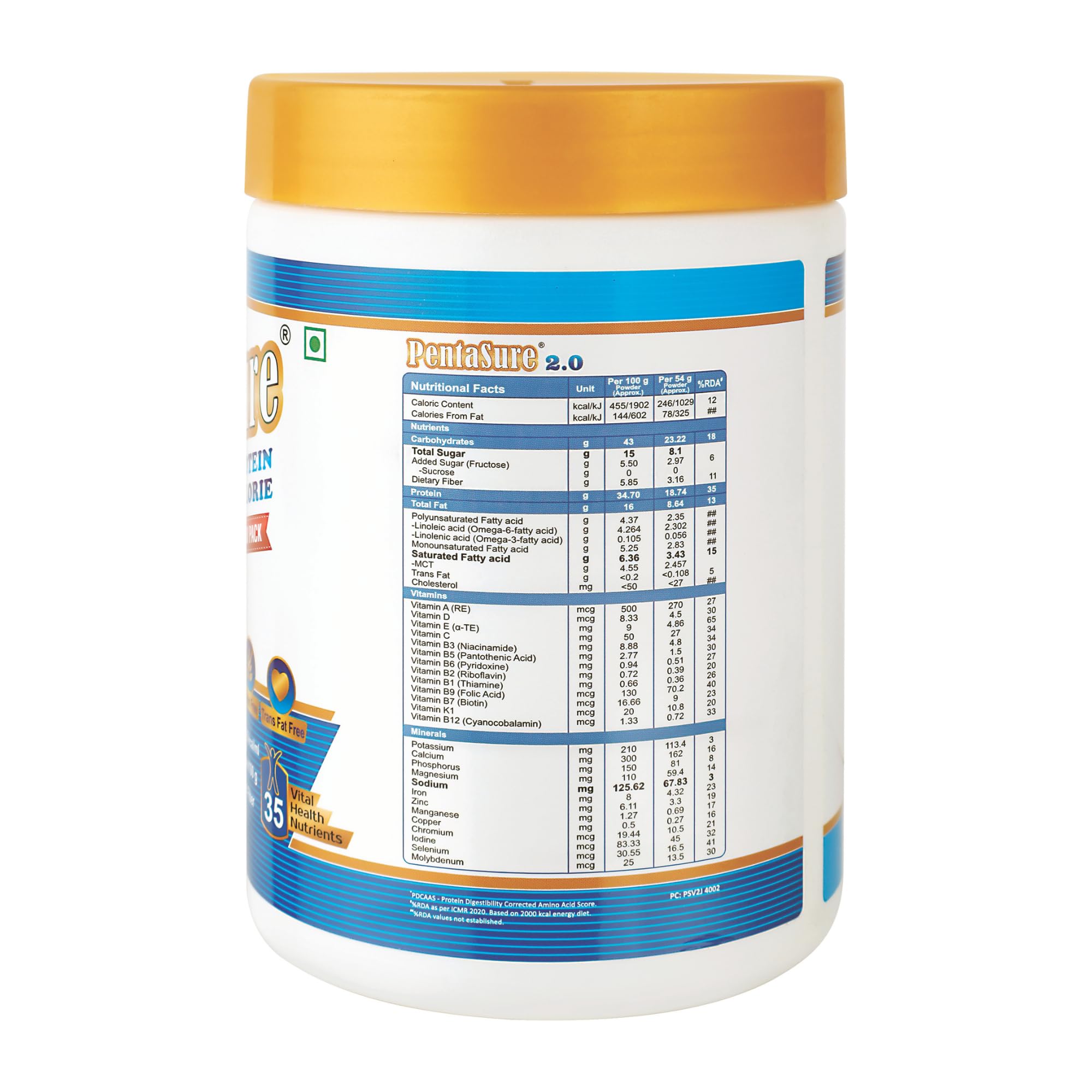 PentaSure 2.0 High Protein High Calorie | Lean Mass Gainer Powder | Weight Gain Supplement with Vitamin & Mineral | Vanilla flavor - 400g | 34.7g Protein per 100g 1