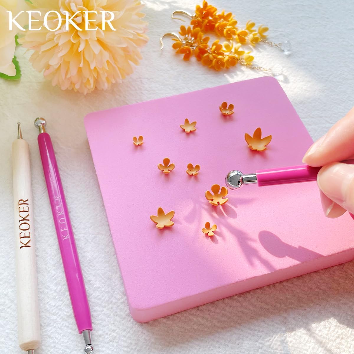 KEOKER Spring Clay Cutters, Spring Polymer Clay Cutters Flowers, Small Flower Clay Cutter, 12 Shapes Polymer Clay Cutters for Earrings, Polymer Clay Tools, Polymer Clay Earring Making Kit - Image 5