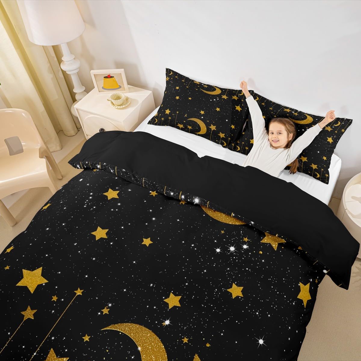 Erosebridal Starry Sky Comforter Set King Size Constellation Bedding Set Galaxy Sun