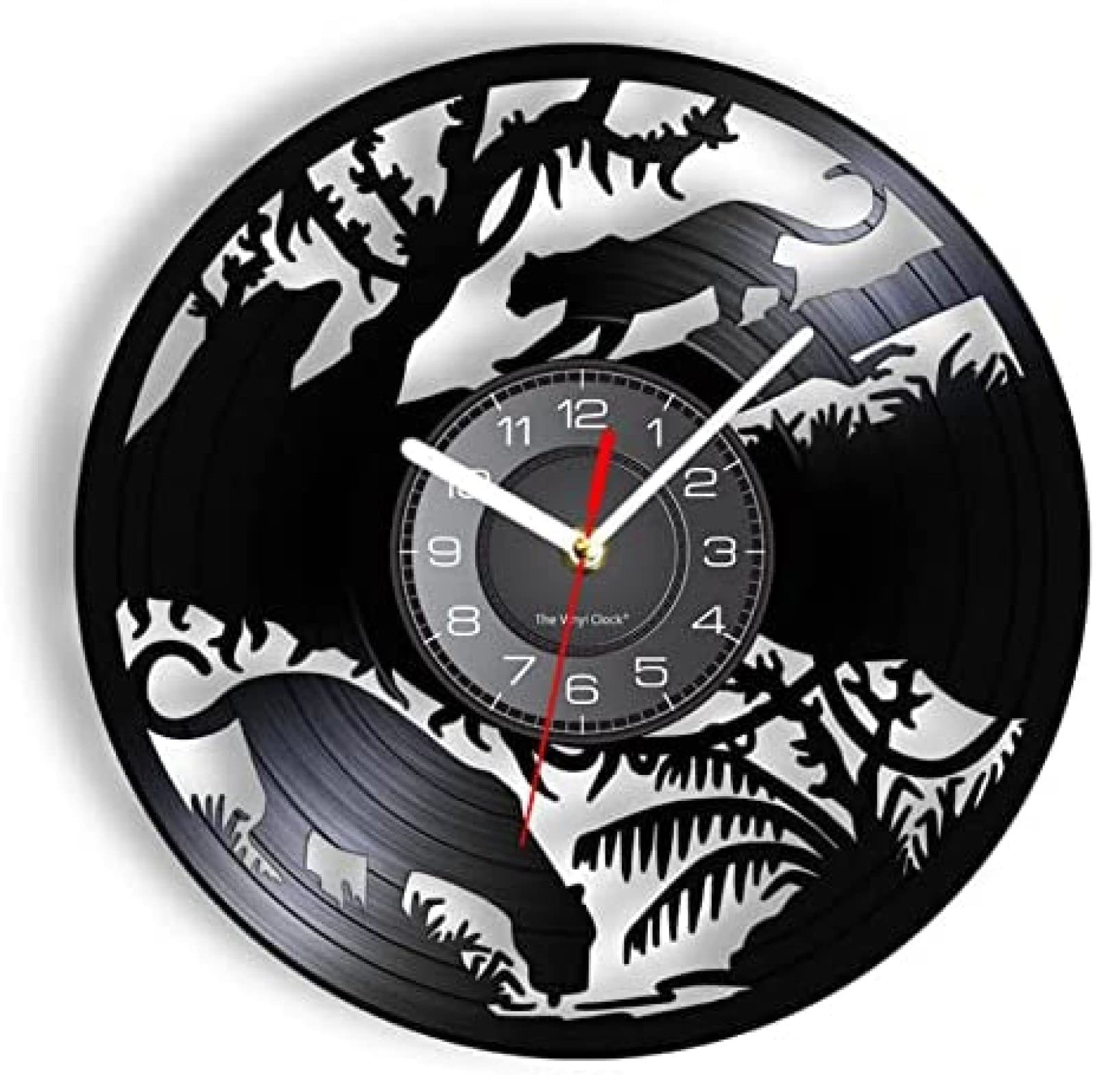 Wall Clock Black Panther Foret Vinyl CD Dic Wall Clock Jungle Night Animal Home Decor Timepiece Album Record Hanging Watch