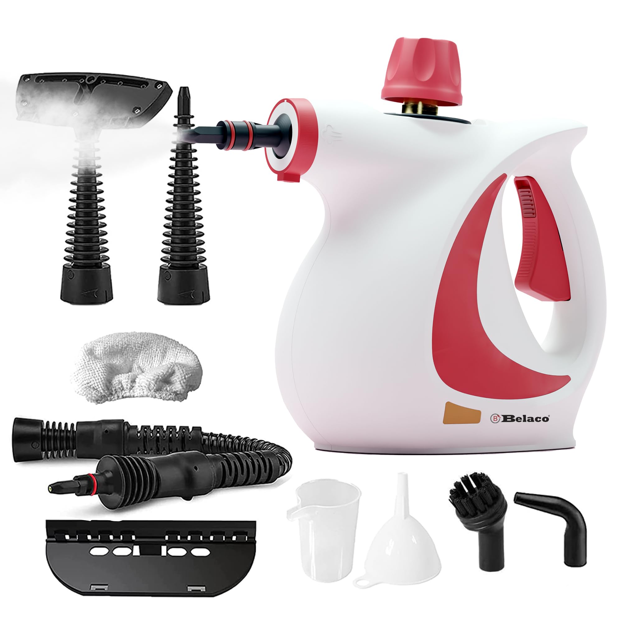 Belaco Handheld Steam Cleaner – High Pressure Multi-Purpose Steam Cleaner 1050W with 9 Accessories | Portable Chemical Free Steamer for Home, Kitchen, Bathroom, Tiles, Grout, Upholstery & Cars BSC389A