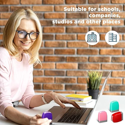 Miniatura 5 de Yeaqee Juego de 16 sellos de goma autoentintados para oficina, aprobados, copias pagadas, escaneadas, mensajes y cuentas, negocios, trabajo, papel,