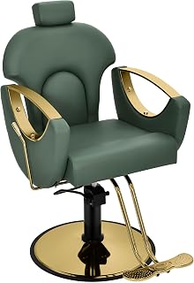 Green Salon Baeber Chair, Hydraulic Hair Chair, Reclining Stylist Barber Armchair for Hairdressers 360° Swivel Adjustable Headrest