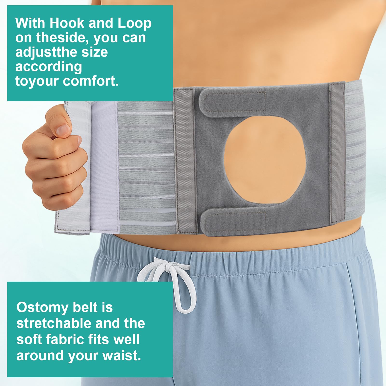 1 PCS Fascia Per Stomia Da Uomo E Donna, Cintura Per Stomia Larga 13 cm, Grigia Cintura Addominale Post Colostomia Per Prevenire L'ernia Parastomale, XL