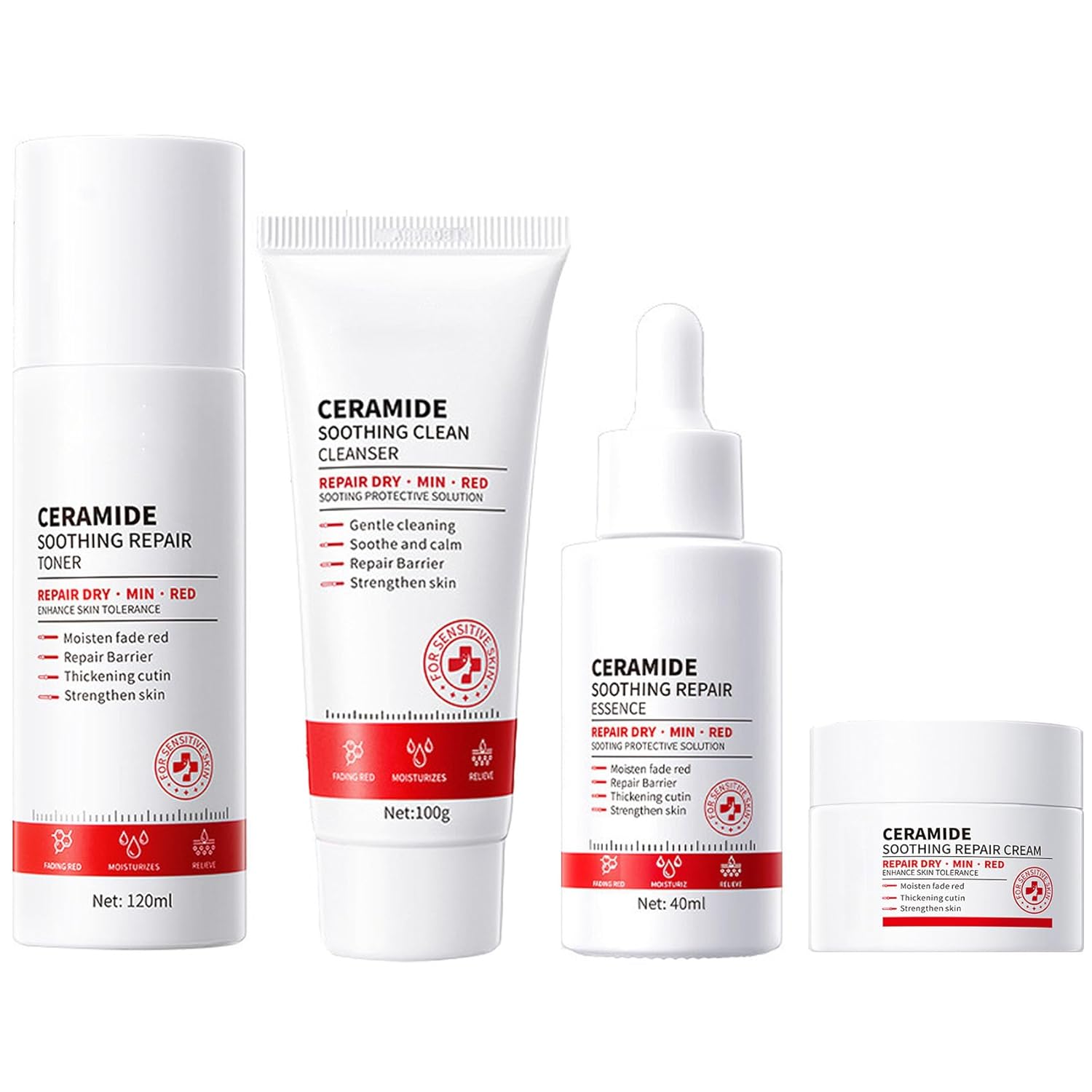 Skin Care Kit for Women, Ceramide Hydrating Skin Care Set, Face Care Set Include Ceramide Toner Serum Face Cream Cleanser, Anti Aging Promote Collagen Production and Repair the Skin Barrier Skin Care Kit for Women, Ceramide Hydrating Skin Care Set, Face Care Set Include Ceramide Toner Serum Face Cream Cleanser, Anti Aging Promote Collagen Production and Repair the Skin Barrier
