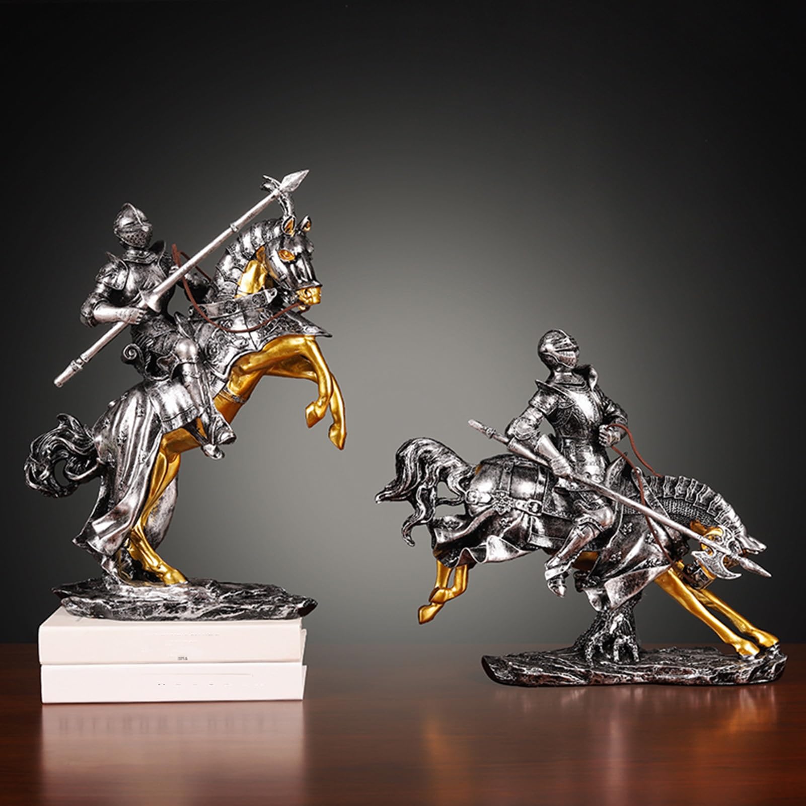 dekoracja biurka rodzinna rzeźba artystyczna - figurka na biurko, dekoracja do biura domowego, statuetka rycerza ornament zbroja, rzeźba na koniu kolekcjonerska figurka dekoracyjna dekoracja dekoracja