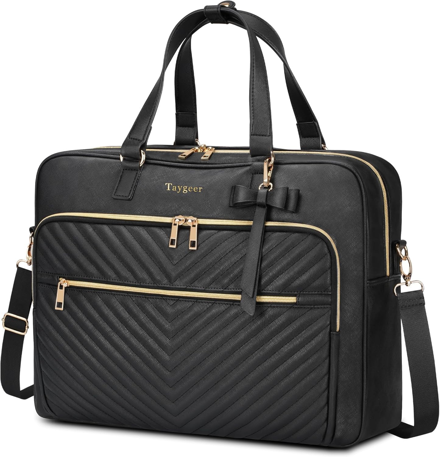 Taygeer Laptoptasche Damen 17 Zoll, Aktentasche Damen Laptop Handtasche | 3 in 1 Wasserabweisend Schultertasche, Große Cabrio Gesteppte Aktentasche Rucksack Tote Bag für Büro Business Schule, Schwarz
