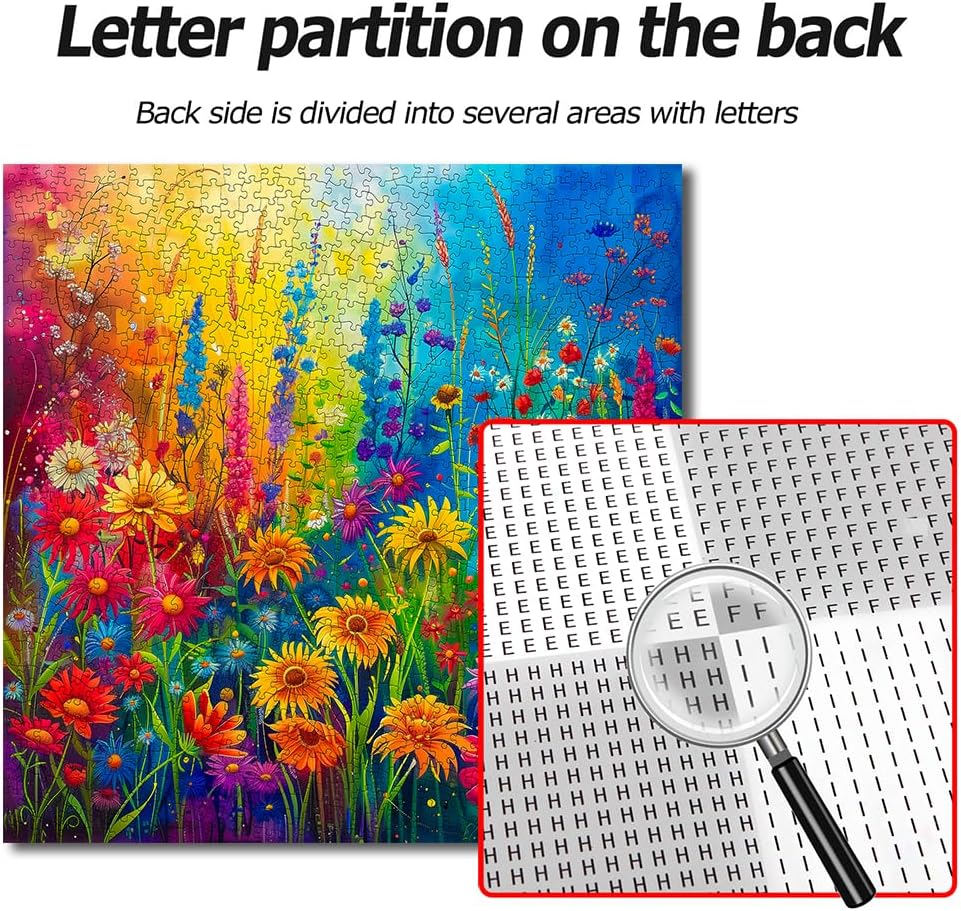 Bgraamiens Rainbow Flowers Garden 1000 Piece Puzzle for Adults,Hard Color Challenge for Wall Decro
