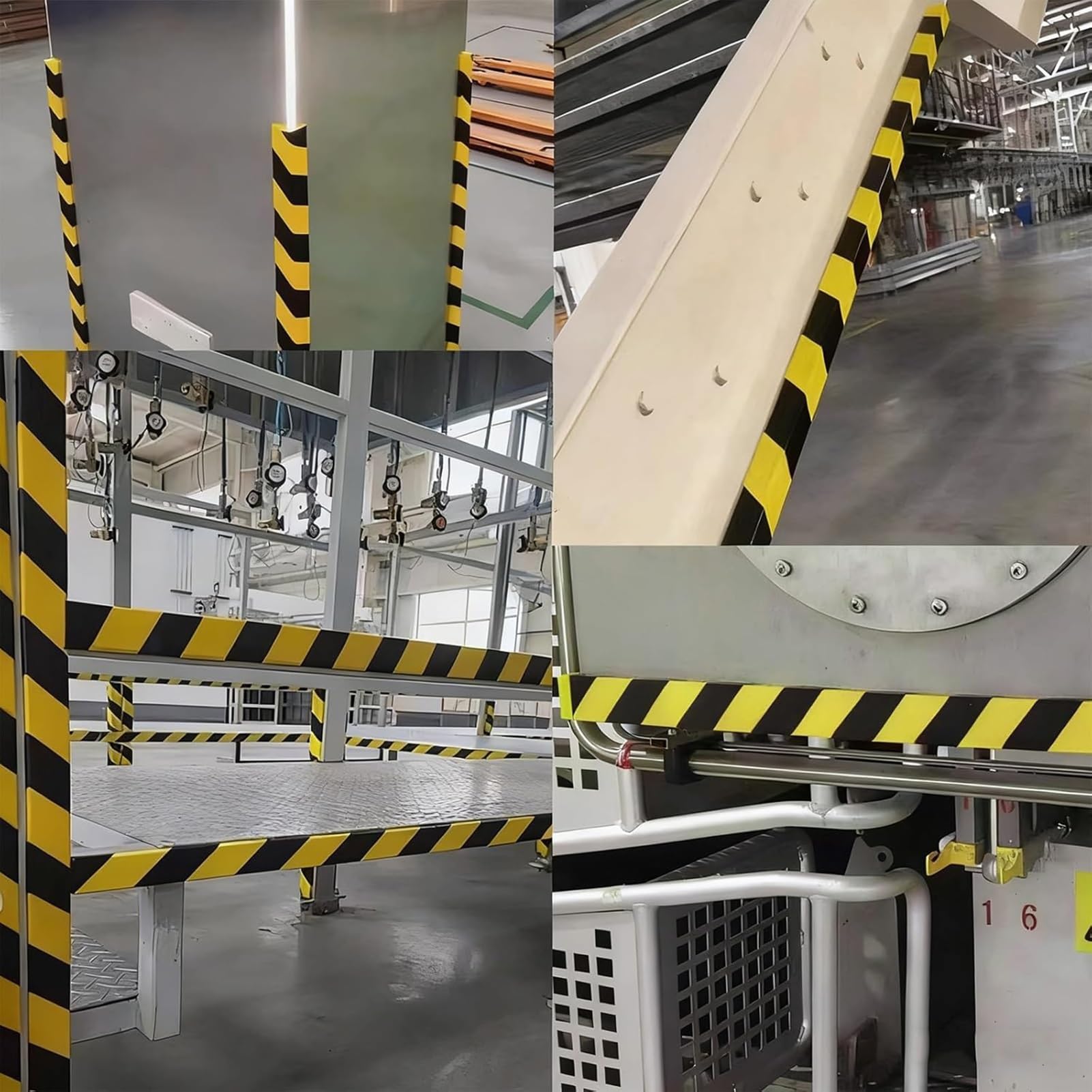 Protectores De Esquina para Bordes De Pared De 196,9", Tiras Anticolisión Industriales Amarillas Y Negras, Parachoques De Seguridad De Alta Visibilidad para Bordes Plano,Flatshaped-5PCS