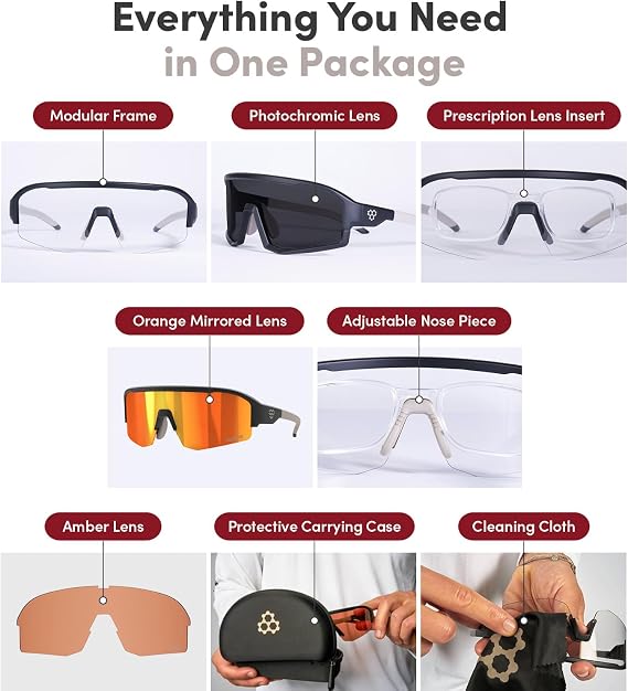 CRBN Pickleball - Pivot Pickleball Glasses and Replacement Lenses - for Sun and Impact Eye Protection