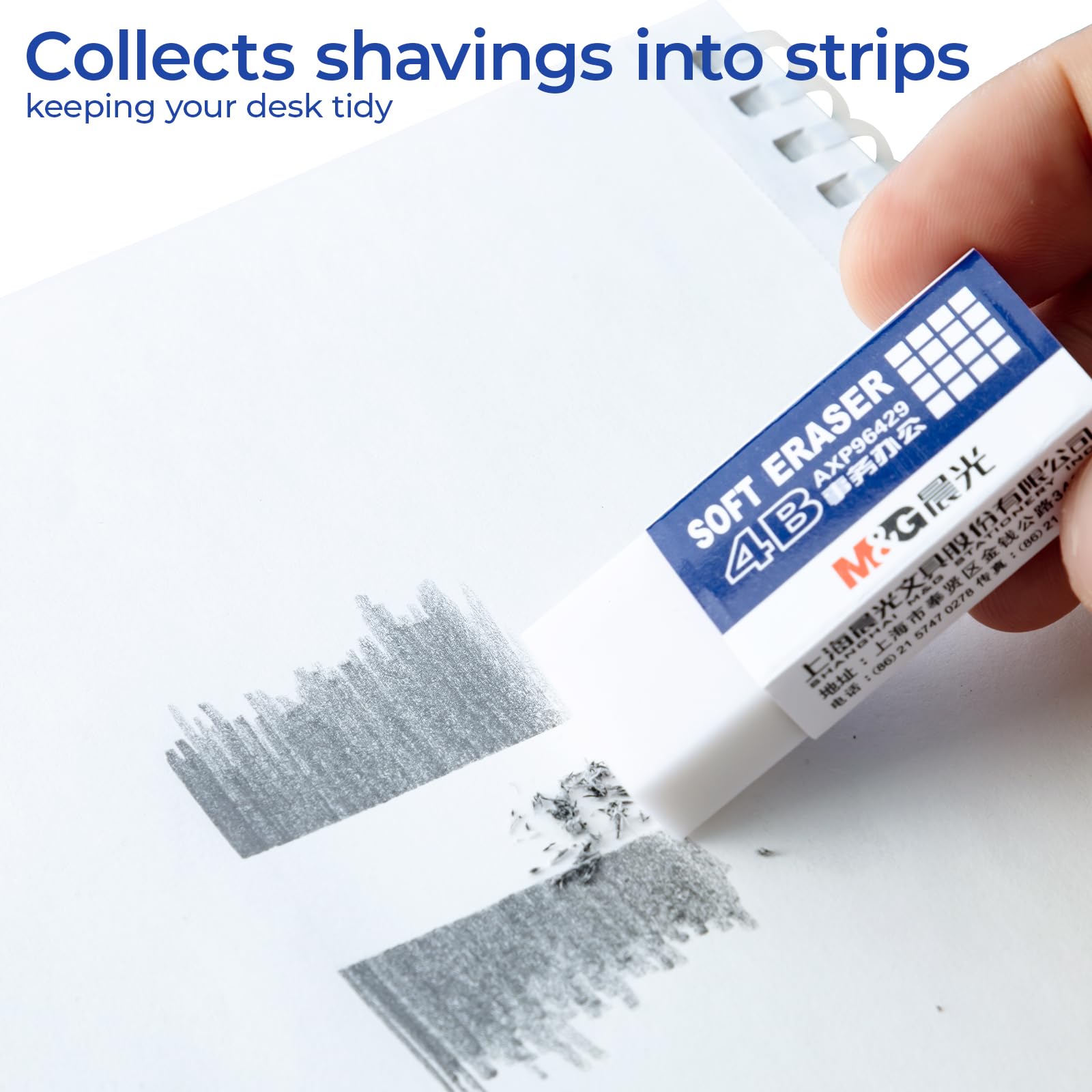 M&G 30 Pack Large Erasers Pencil Erasers, 4B White Rubber Eraser Rectangular Bulk for Kids School Students Office, Art Erasers for Drawing