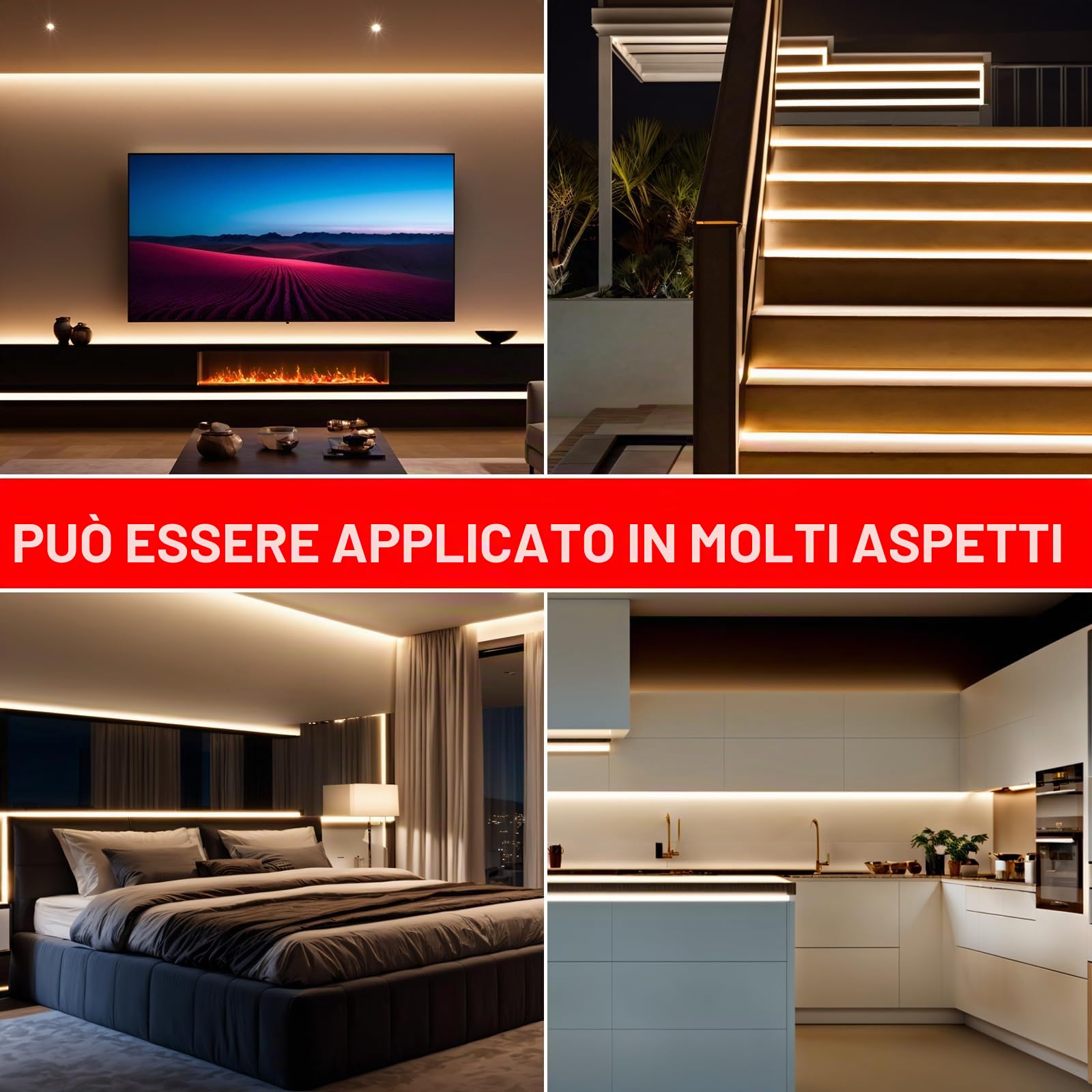 Striscia LED COB 220V, 25M Bianco Naturale 4000K FCOB Striscia LED flessibile, design fai da te, camera da letto, soggiorno, sala giochi, cucina, festa e decorazione del negozio
