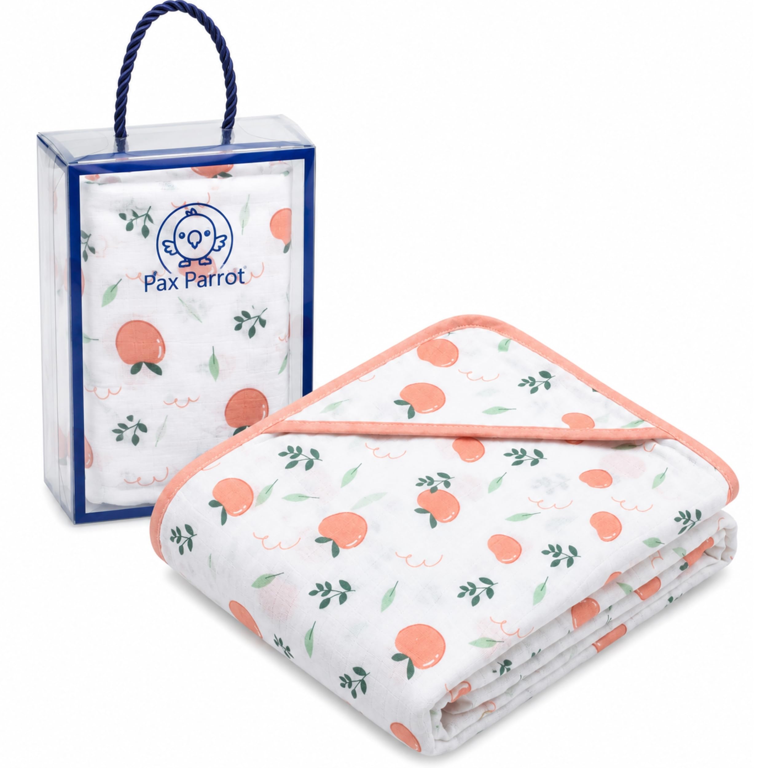 Premium 4-Layer Muslin Cotton Hooded Baby Towel | Super Soft, Ultra Absorbent Bath Towel for Newborns & Infants | Large Size Hooded Wrapper for Boys & Girls (White Peach)-image-42