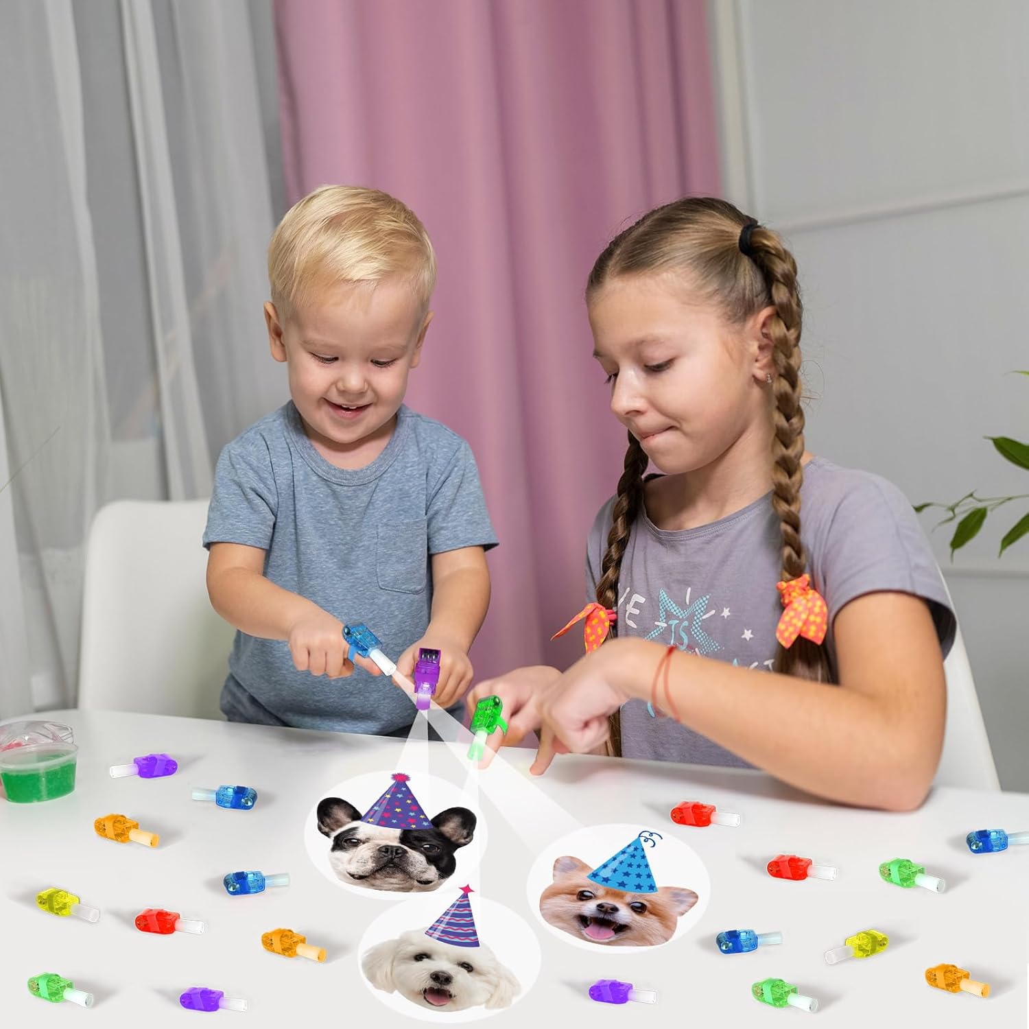 36Pcs Dog Themed LED Finger Lights Puppy Party Favors Glow in the Dark Light Up Finger Lights Toys Bulk for Birthday Party Favors Treasure Box Goodie Bag Stuffer Birthday Gifts Classroom Prize