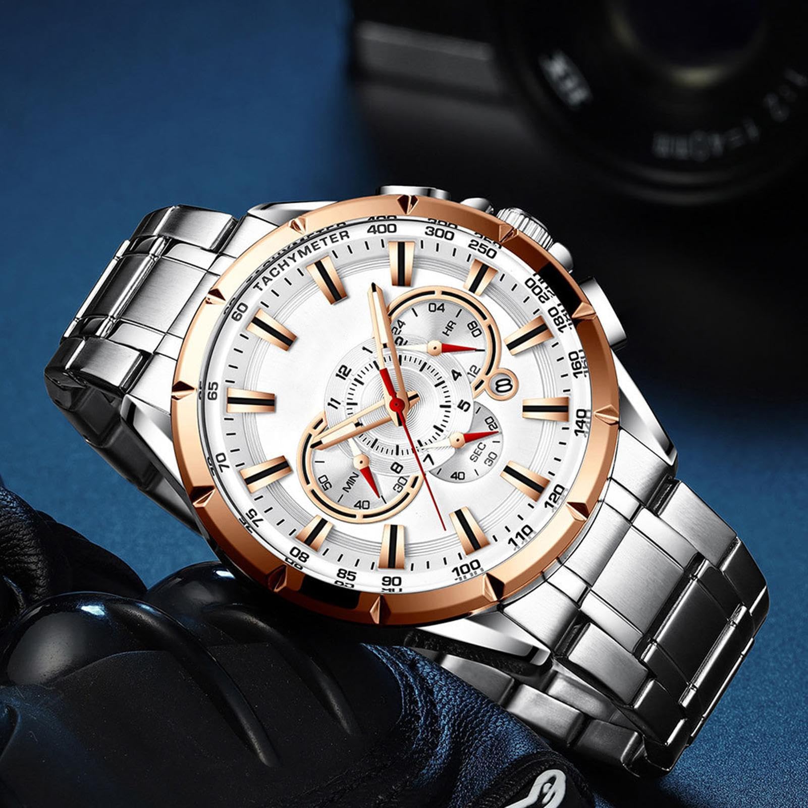 Business Smart Watch da uomo, in acciaio inox, per uomo, cinturino in acciaio inox, orologio da uomo, cinturino meccanico, accessori per abbigliamento da lavoro, per compleanni, Pasqua