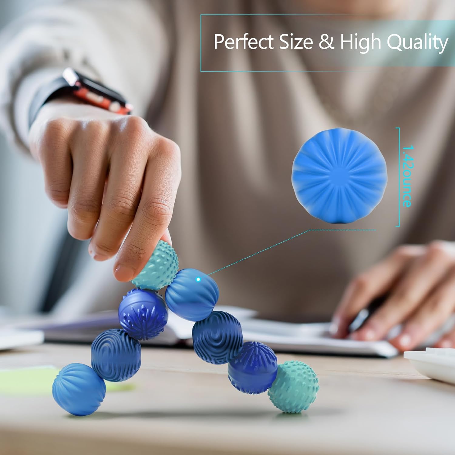 luckdoor Silicone Magnetic Balls Fidget Toys for Adults & Teens,8PCS Stress Relief Sensory Toys for Autism ADHD Anxiety,Fun Textures Gadgets,Office Desk Toy,Stocking Stuffers for Men Women Teen Gifts
