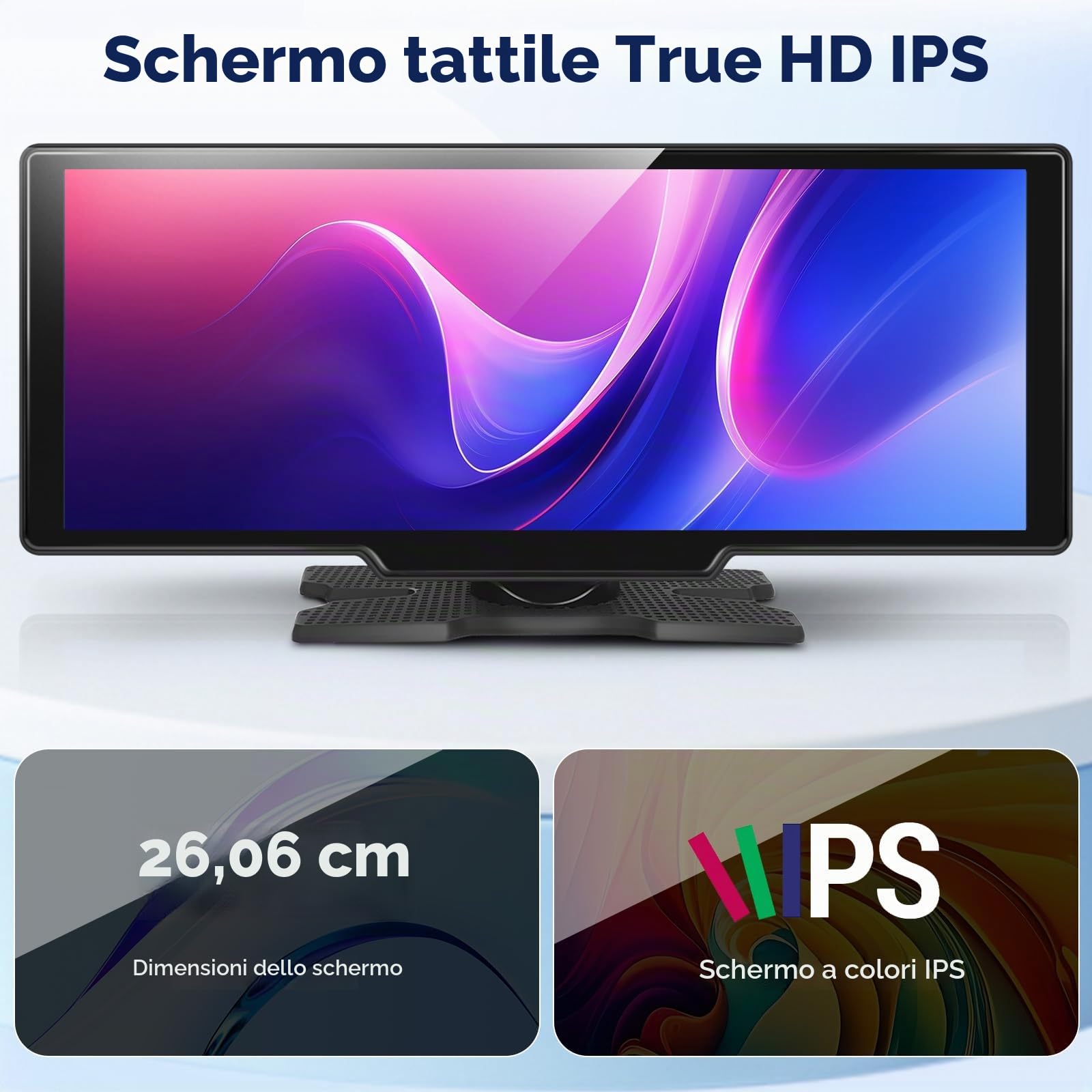 Hodozzy Autoradio Portatile Wireless Carplay Android Auto, 10,26 Pollici IPS Touch Screen Schermo Portatile Auto con Carplay, Bluetooth, Mirrorlink, FM, TF/AUX Radio Carplay Display per Auto Monitor