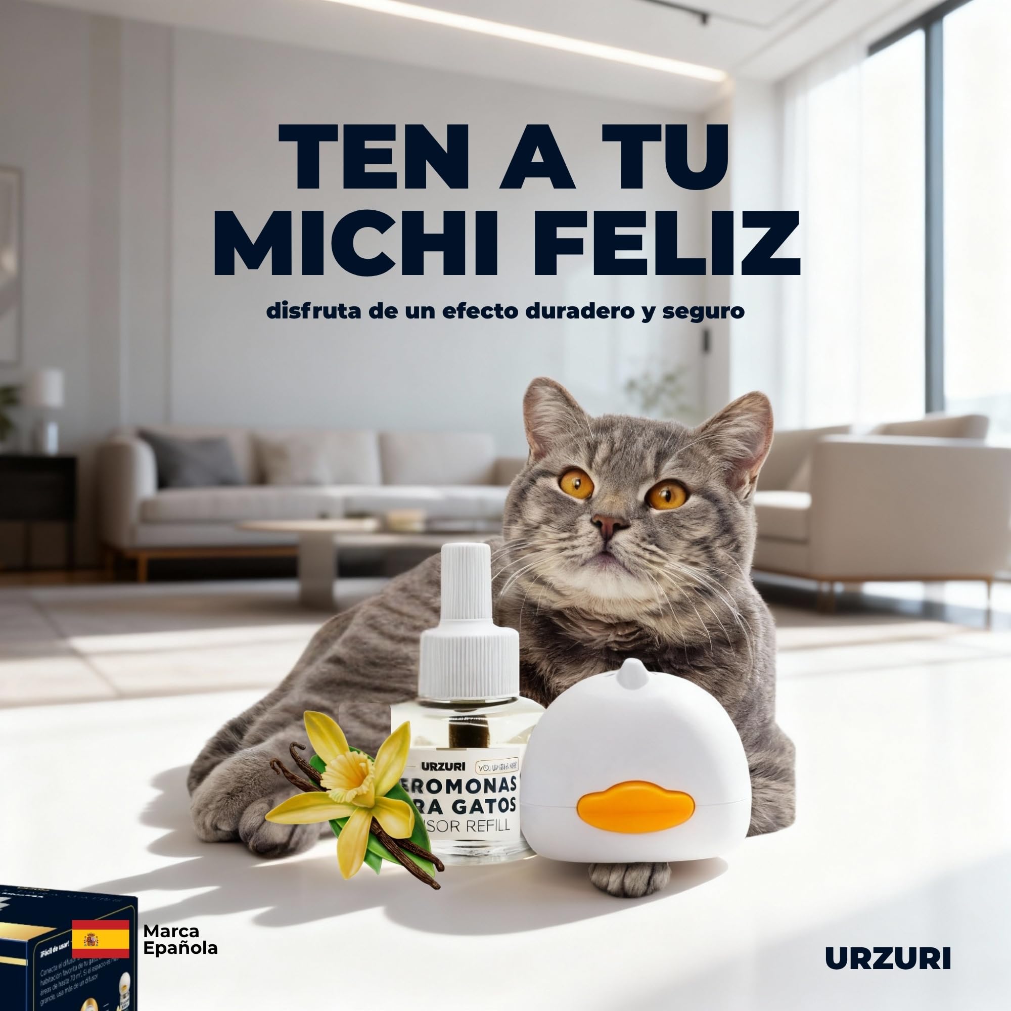 Kit Difusor y Recambio de Feromonas Faciales F3 para Gatos | Sistema de Bienestar Felino de Larga Duración (30 Días / 70m²) | Indicado para Marcaje con Orina, Rascado Vertical y Tensión Multigato