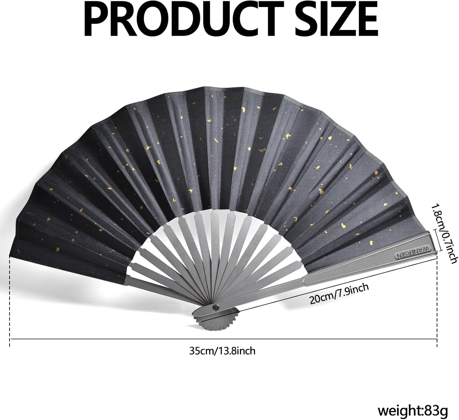 Titanium Folding Fan Lightweight EDC Pocket Chinese Kung Fu Fan with Window Breaking Design (STRIKE Black)