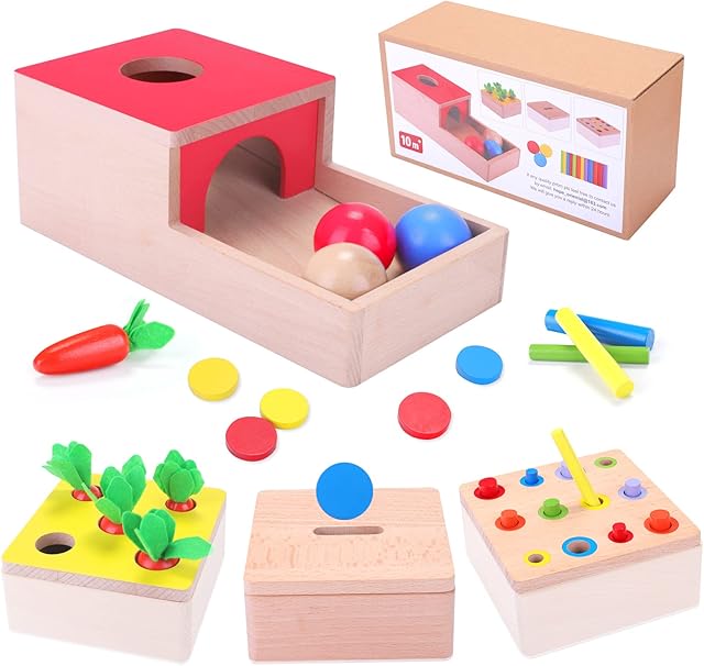 LZDMY Baby Toys for 12 Months Wooden Multi Activity Cube Montessori Toy for 1 2 3 Years Old Girls Boys Preschool Educational Toys 4 in 1 Interactive Toy Sorting Game, Toddlers Birthday Easter Gifts
