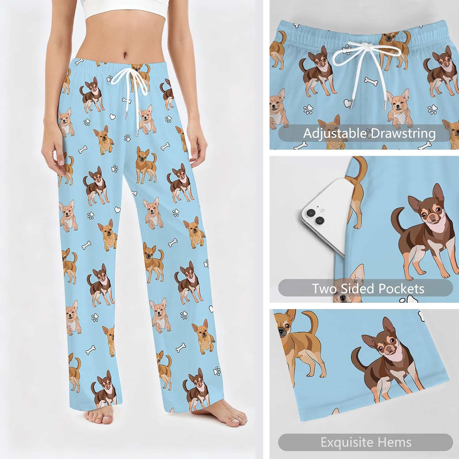 GNEW Funny Dog Pajama Pants – Cozy Dog Print Sleepwear, Unisex Lounge Pants Gift for Pet Lovers