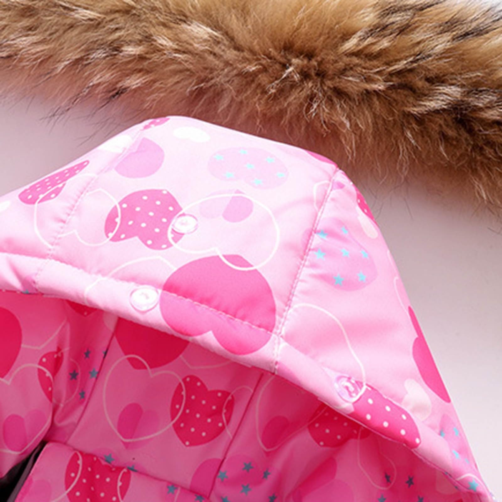 Traje de nieve para bebé, mono de nieve con cuello de piel y capucha, mono de plumón grueso, traje de esquí para niños pequeños, impermeable, resistente al viento, multicolor, mono de esquí