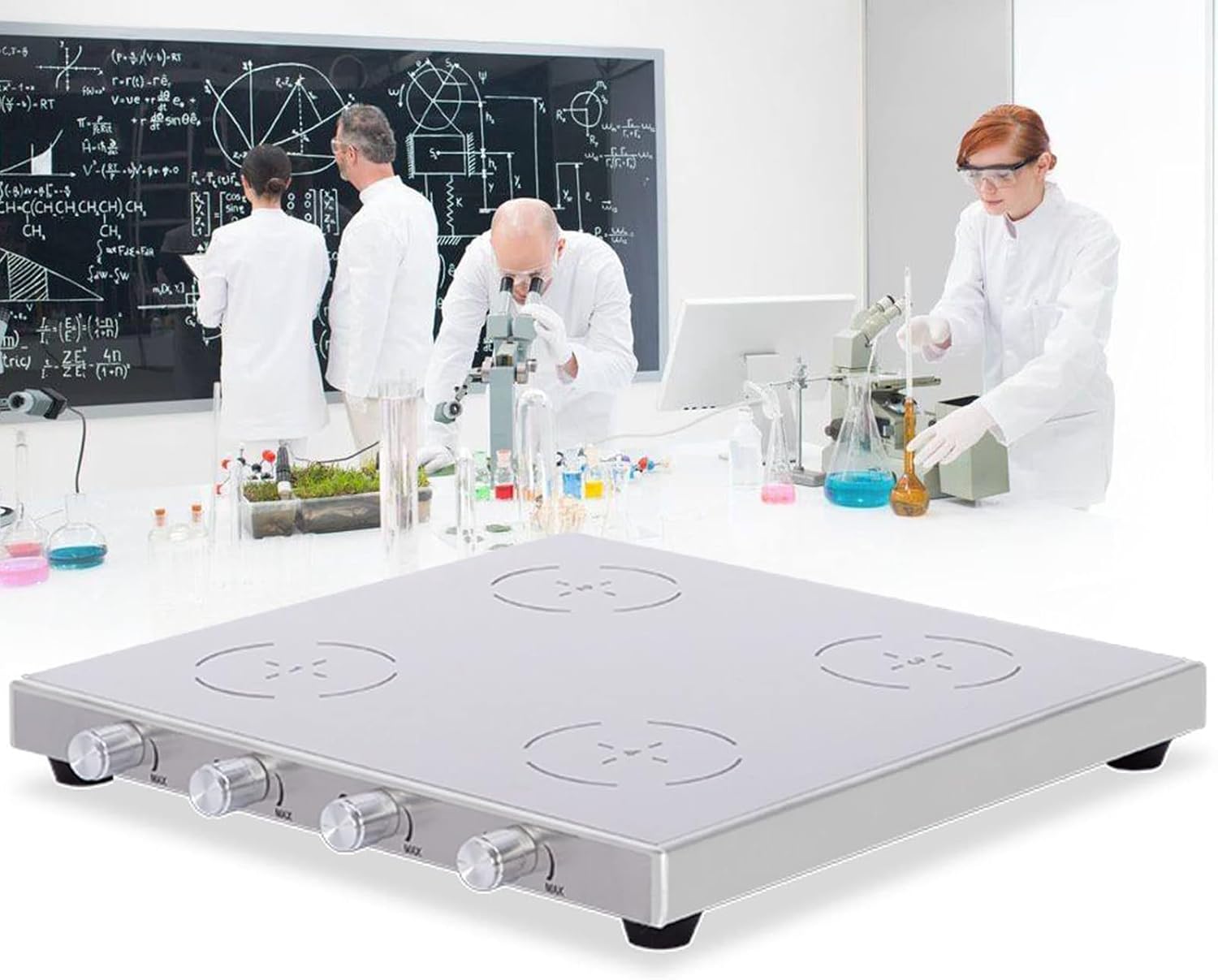 Lab Magnetic Stirrer, 1/2/4/6 Optional Multi-Position Magnetic Stirrer, Independent Control, 200-2000 RPM Speed Stirrer Machine, Stainless Steel Work Plate, for lab use