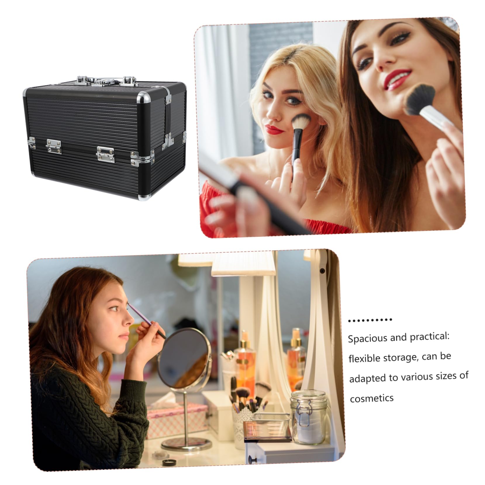 VALICLUD Étui de Rangement pour Outils Cosmétiques Trousse de Maquillage en Alliage D'aluminium pour Filles Stockage Ordonné et Polyvalent, Travail Événements
