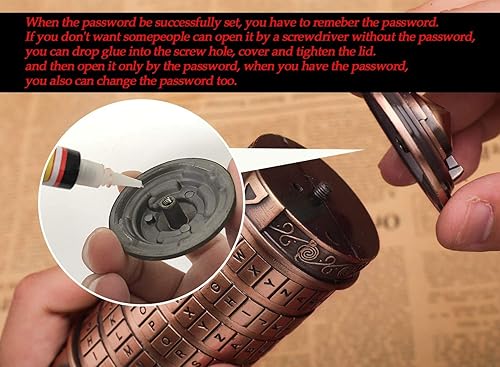 Vista 16 de Cryptex Da Vinci Code Mini Cryptex Lock - Cajas de rompecabezas con compartimentos ocultos, aniversario, día de San Valentín, regalos románticos