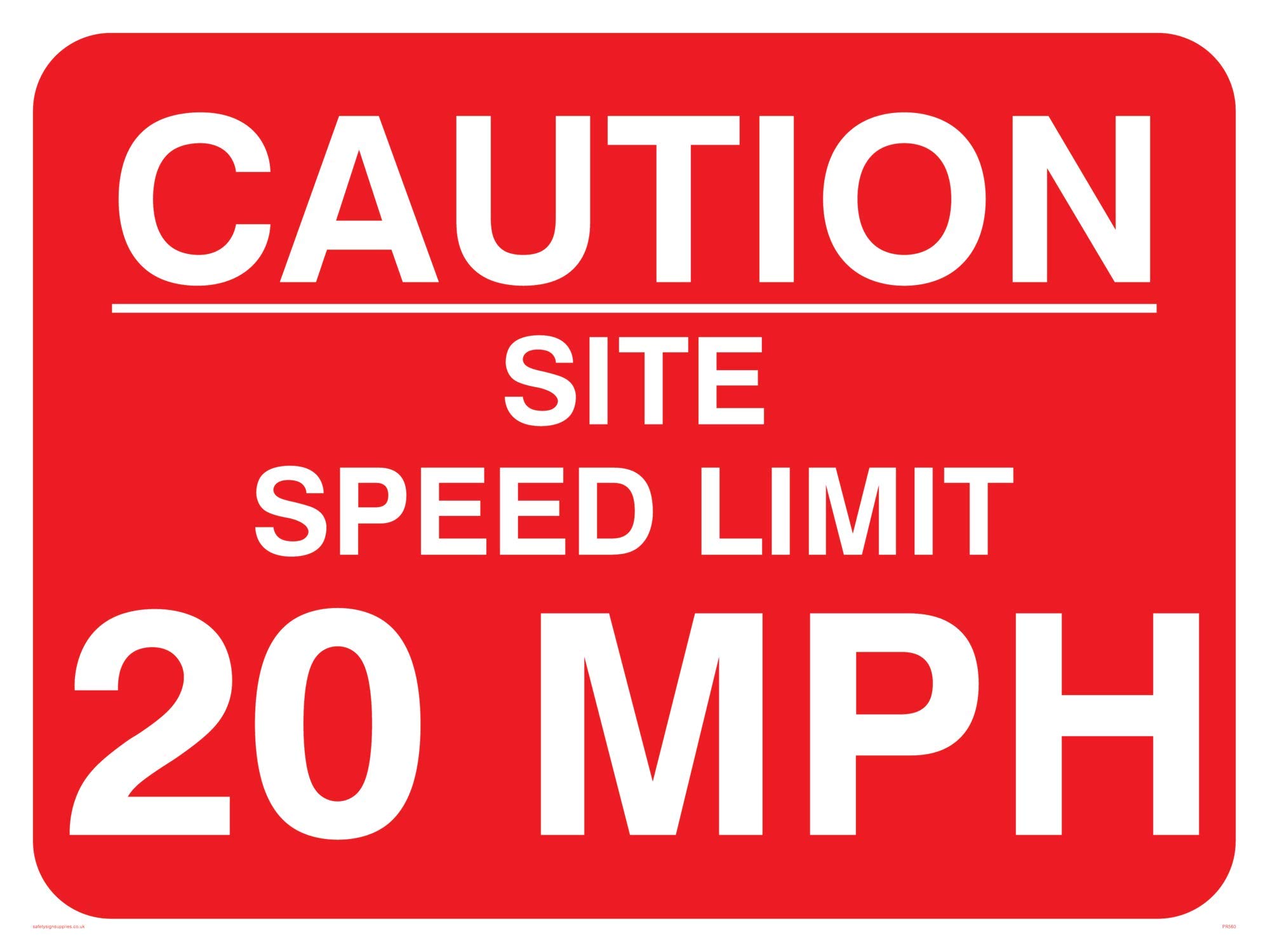 Viking Signs PR560-A3L-V "Caution Site Speed Limit 20mph" Sign, Vinyl, 300 mm H x 400 mm W
