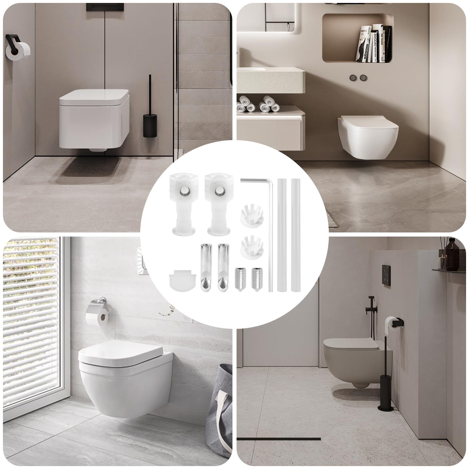 LUXUU 4 stuks toiletbril, bevestigingsschroeven, toiletdeksel schroeven, universele wc-bril, bevestigingsset 2 paar expansiebouten, bevestigingsaccessoires, roestvrij staal, scharnier voor wc-deksel