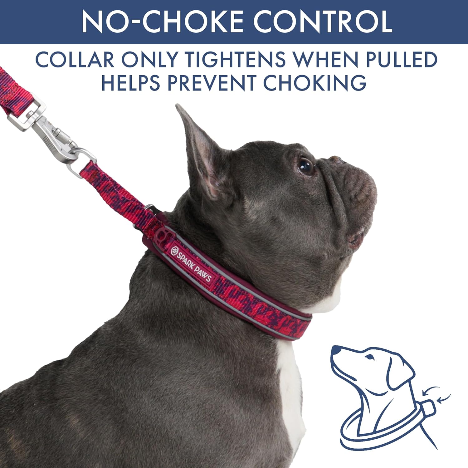 Spark Paws Martingale Dog Collar – Cushioned Slip-On Training Collar, Heavy Duty, Safety-Tested No-Buckle Collar for Medium & Large Dogs - Fuchsia Camo - E