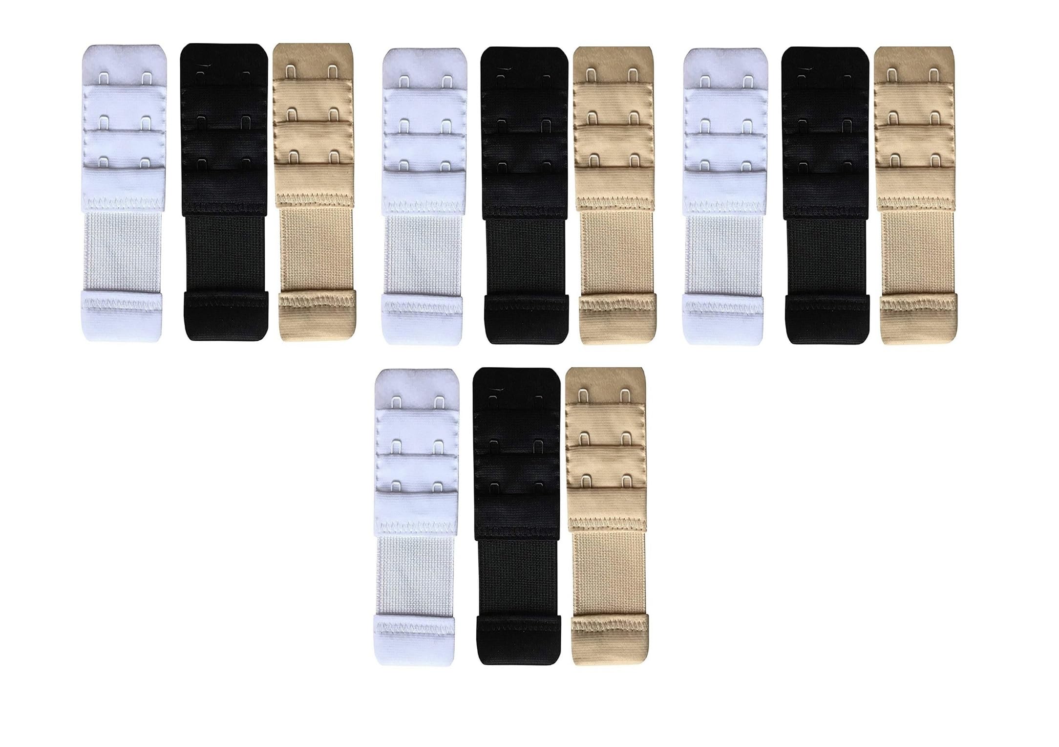 Bra Hook Extender-2 Hook - 3 Eye (with Extra Elastic) –Save Your Bra Increase Band Length-Bra Extender Hook-Bra Hooks for Women-Bra Hook Extender Combo-Black Skin White (Pack of 12)-image-9