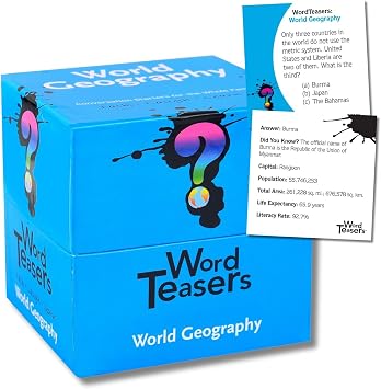 ? WORD TEASERS World Geography - Geography Game for All Ages - Fun & Interesting World Geography Trivia Game - 150 Geography Trivia Cards