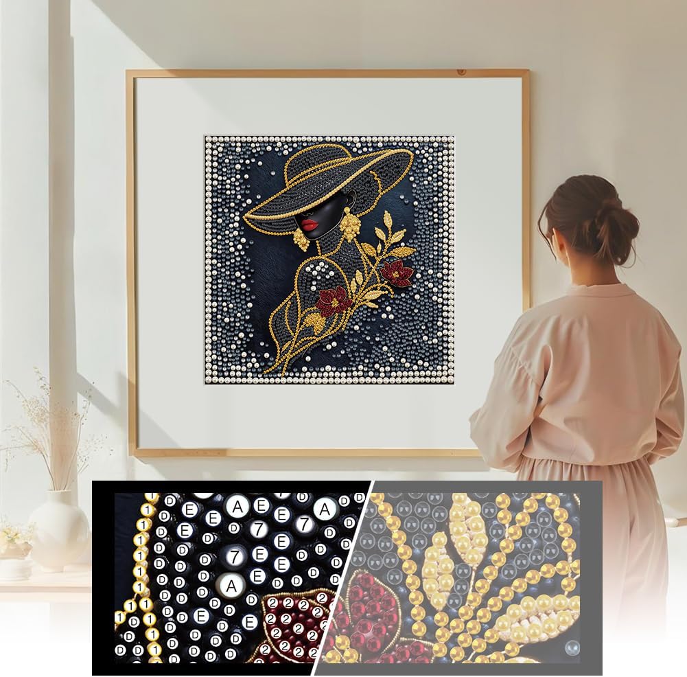 NICRBI 5D DIY Pearl Painting Kit for Adults Woman, Pearl & Diamond Art Painting Special Shape Rhinestones, Relaxing 3D Relief Art Craft Home Wall Decor Gift, 12 × 12 Inch/30 * 30cm