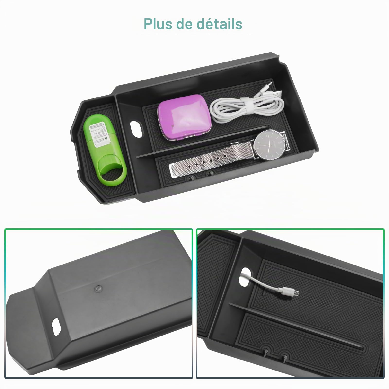 GAFAT Compatible avec Toyota C-HR 2024 2025 2026 Hybrid PHEV (Essence) Boîte de Rangement Console Centrale, CHR II 2027 Accessoires Organisateur Accoudoir Plateau, Scanner 3D Original, avec Tapis