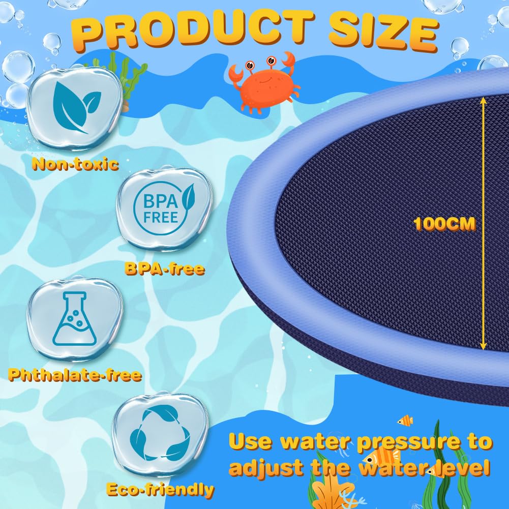 vsshe Dog Pool, Small Paddling Pool, 100CM Foldable Sprinkle and Splash Water Play Mat - Image 2