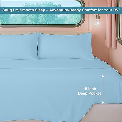 Miniatura 4 de Juego de sábanas tamaño individual (38 x 75), 4 piezas, color chocolate, bolsillo profundo para colchones de 15 pulgadas, microfibra cepillada,