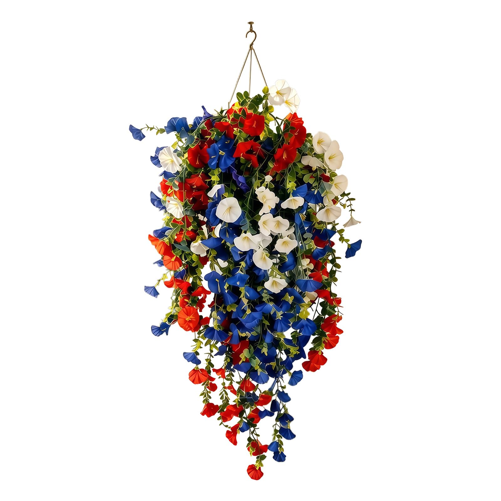 Whoasyst Patriotic Hanging Flower Basket Patriotic Hanging Flower Basket for National Day Celebrations and Home Decoration Party Accessories
