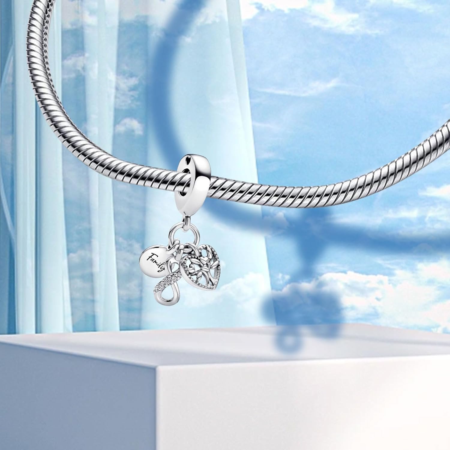 925 Sterling Silver Charms for Women Bracelet Necklace Mom Daughter Family Infinity Heart Charm Pendant Sister Friends Beads Jewellery Gift for Women Girls - Image 3