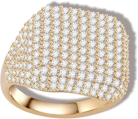 Square Full Diamond Ring Chic and Edgy Cubic Zirconia Ring for Girls, Suitable Gifts for Girlfriends, Wives, Mothers, and Friends..